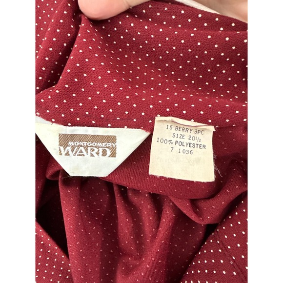 Montgomery Ward 70s 89s Red Polka Dot Secretary Dress Boat Neck Short Sleeve, M - Picture 8 of 9